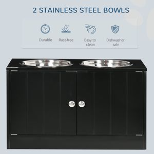 Stazione di Alimentazione Rialzata Nera per Animali Domestici con 2 Ciotole in Acciaio Inossidabile per Cani di Taglia Grande e Altri Animali di Grossa Taglia - Product Image 4