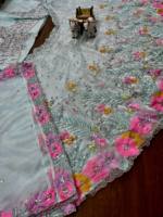 Perancang India Readymade lehengcholi Dupatta lembut Net bordir urutan bekerja untuk pernikahan & Pesta Bollywood pakaian