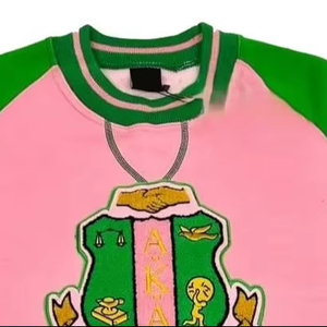 Sudaderas de Sororidad Unisex, Ropa Urbana, Sudadera Lisa 100% Algodón, Logotipo Personalizado, Impresión Personalizada, Camiseta Rosa y Verde para Hombre - Product Image 2