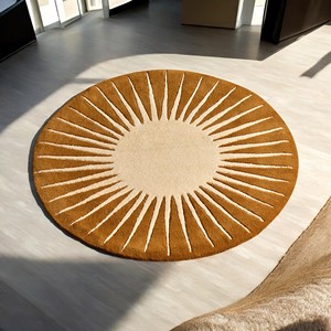 Modern Hand Tufted Wool Round Sunburst Area <b>Rug</b> 4x4 Ft Contemporary Circle Carpet <b>for</b> Living Room Bedroom <b>Nursery</b> - Product Image 3