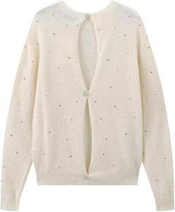 Cardigan respirant pour homme, col en V, orné de perles artisanales, motif losanges, style boutique, en maille boutonnée - Product Image 2