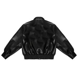เสื้อแจ็คเก็ตเบสบอลบอมเบอร์หนัง PU ปักโลโก้ฮิปฮอปสำหรับผู้ชาย รุ่น OEM 2026  ไซส์ใหญ่พิเศษ สำหรับฤดูหนาว - Product Image 5