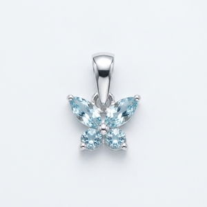 Colgante de Lujo con Forma de Mariposa en Aguamarina Azul Claro, Plata de Ley 925, Piedra de Nacimiento de Marzo, Joyería Fina - Product Image 2