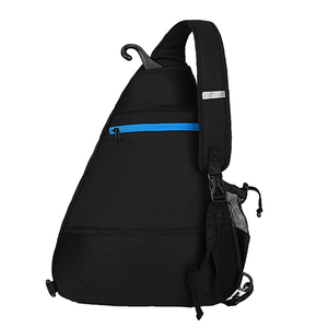 Crossbody Nylon Sport <b>Backpack</b> With Zipper Closure <b>Water</b> <b>Resistant</b> Black Bag For Outdoor Activities - Product Image 2