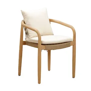 Chaise de salle à manger en teck massif de qualité supérieure, tressée à la main, style minimaliste scandinave, écologique et moderne, pour projets hôteliers, de villas et de complexes. - Product Image 6