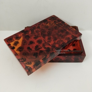 Luxury Faux Tortoise Shell Resin Storage <b>Box</b> with Lid Handmade Decorative Resin Jewelry <b>Box</b> for <b>Vanity</b> Table Modern Amber Black - Product Image 4