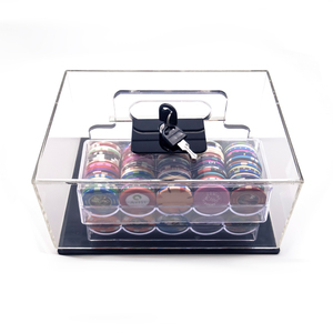 Estuche de Acrílico Transparente para Fichas de Póker con Cerradura - Capacidad para 400 Fichas para Baccarat, Texas Hold'em y Ruleta - Product Image 6