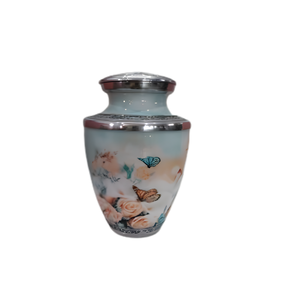 Floral Cremation Urn for Human Ashes | Butterfly <b>Memorial</b> <b>Keepsake</b> | Adult Funeral Burial Urn with Secure Lid | Elegant - Product Image 1