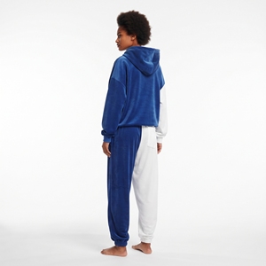 Conjunto de chándal de terciopelo para mujer con contraste, corte relajado, hombros caídos, sudadera de manga larga y pantalón con puños acanalados y cordón ajustable - Product Image 4