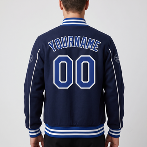 Custom Embroidered Satin Lining 100% Polyester Unisex Autumn Varsity <b>Jacket</b> Snap Front <b>Smart</b> Casual Teamwear - Product Image 2