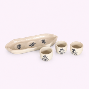 Plato para Salsa de Soya, Bandeja para Condimentos, Cerámica, Porcelana, Diseño Floral, Forma Rectangular, Apto para Lavavajillas, Grado Alimenticio - Product Image 1