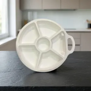 Modern 9 Inch 6CP <b>Pulp</b> Moulded Disposable Plate Eco Friendly Lightweight Water Resistant Biodegradable Party Commercial Catering - Product Image 1