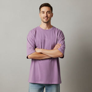 Hot Sale Cropped <b>Box</b> Fit t Shirt Blank Tee Shirts Wholesale Boxy Fit Oversize <b>Drop</b> Shoulder Vintage Heavy Mock Neck t shirt - Product Image 6