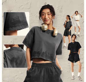 T-shirt court personnalisé à imprimé lettres surdimensionnées, 100 % coton, coupe décontractée et douce, vente en gros - Product Image 3