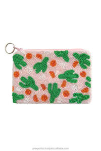 Pochette à fermeture éclair CHILL faite à la main sur le thème de l'été, porte-monnaie perlé avec broderie amusante, grande capacité, doublure douce en coton, idéale comme cadeau - Product Image 5
