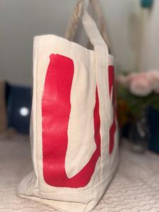 Custom Woven Canvas Tote <b>Bag</b> with Letter Print Extra Large Size Zipper Closure Shoulder <b>Strap</b> <b>for</b> Daily Use - Product Image 4