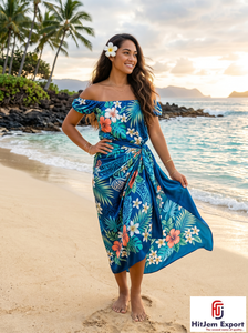 Paréo Hawaïen en Satin Personnalisé, Sarong Polynésien, Cache-maillot Floral pour la Plage, Fabricant et Fournisseur OEM ODM - Product Image 6