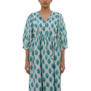 Beautiful floral Cotton Block Printed dress Dress For Casual wear Hand Block Printed Dress - Product Image 1