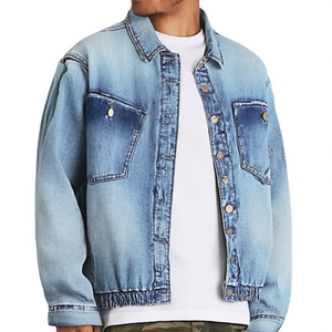 Chaqueta Casual de Mezclilla para Hombre con Dobladillo Acanalado y Bolsillos con Solapa Decorados con Botones para Mayor Calidez en las Noches Frías - Product Image 3
