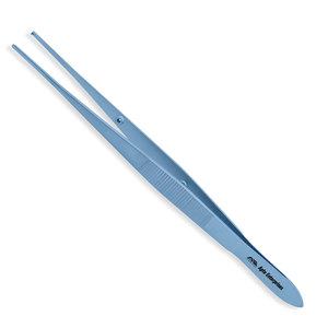 Pinces à tissus chirurgicales en titane 7 pouces (18 cm) à manche plat, 1x2 dents, pointes pour tissus, instruments médicaux Apto Enterprises - Product Image 5