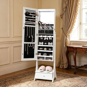 Armadietto Portagioie Pieghevole Stile Vintage con 3 Ripiani Organizzatori - Product Image 5