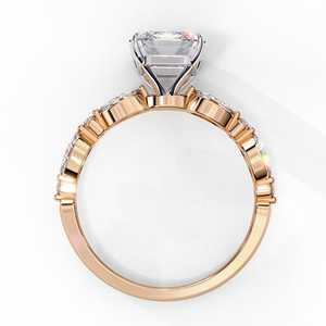 Emerald Cut Diamond Engagement Ring with Oval Side <b>Stones</b> - Product Image 5