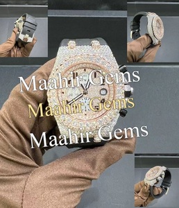 Montre en acier inoxydable Mossinate Fashion avec quartz Moissanite VVS, cadran en verre, bracelet à fermoir, résistante à l'eau 10 bars, style Hip Hop pour homme - Product Image 1