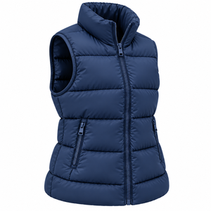 Chaleco Acolchado de Alta Calidad para Mujer, Sin Mangas, con Cuello Alto, para Invierno, Color Sólido, Personalizable - Product Image 3