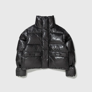 <b>Men's</b> Black Hooded Puffer <b>Jacket</b> With <b>Down</b> <b>Filling</b> Windproof Casual Winter Regular Fit Zipper Closure Solid Color Loose Style - Product Image 2