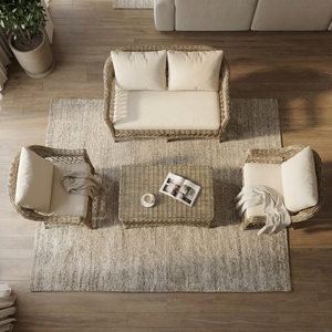 Modern Natural Rattan Outdoor <b>Dining</b> <b>Armchair</b> Handwoven Wicker Cushion Apartment Luxury Villa Resort Furniture - Product Image 6