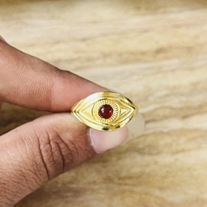 Hot Selling Evil Eye Design Garnet <b>Ring</b> 18k gold Plated Brass Vintage <b>Ring</b> Dainty Handmade <b>Statement</b> Wholesale <b>Ring</b> For Women - Product Image 6