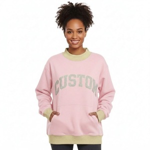 Sweat-shirt oversize personnalisable en molleton doux de coton pour femme, col montant, confortable, hiver, décontracté, streetwear, devant uni - Product Image 6
