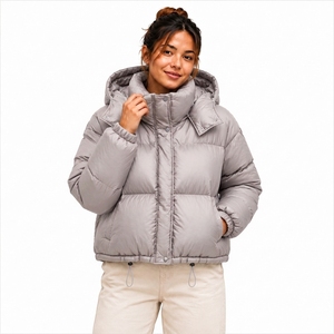 Veste matelassée à logo personnalisé, 100% polyester, hiver, North Warm Face, fermeture éclair épaisse, broderie, veste pour femme - Product Image 1