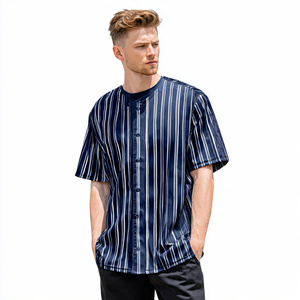 Chemises de baseball oversize pour hommes à prix d'usine, impression par sublimation avec logo personnalisé, épaules tombantes, uniformes d'équipe - Product Image 5