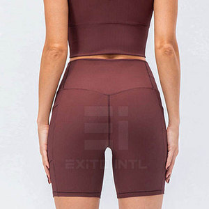 OEM Custom Logo Breathable Women Yoga Shorts High Waisted Elastic Waist Spandex/Nylon Seamless <b>Push</b> up - Product Image 5