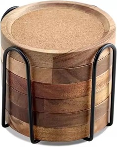 Ensemble de dessous-de-verre hexagonaux en bois, tapis antidérapants pour table, design solide, finition naturelle - Product Image 5