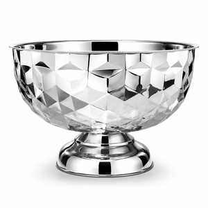 Silver Crystal Pattern Stainless Steel Classic Design Dishwasher Safe Party Serving Pedestal Mixing <b>Dessert</b> <b>Bowl</b> for Table - Product Image 2