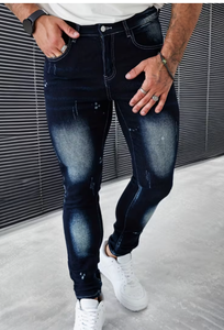 Jean en denim déchiré coupe droite pour homme TRIBON SPORTS, taille mi-haute, style streetwear écoresponsable, avec fermeture éclair et design troué - Product Image 5
