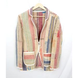 Indian Cotton Vintage <b>Kantha</b> <b>jacket</b> with mandarin collar and pockets button Autumn/Winter High Quality Quick Dry Plus <b>Jacket</b> - Product Image 5