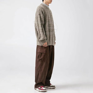Pulls pour hommes, tricot doux, col rond, manches longues, décontracté, chaud, respirant, logo sur le devant, léger, élégant - Product Image 2