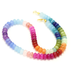 Hermoso collar de cuentas redondas lisas de cuarzo de colores mixtos, collar de piedras preciosas lisas de cuarzo multicolor brillante, regalo para ella. - Product Image 5