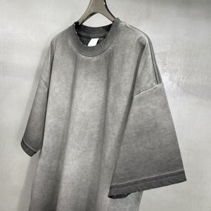 T-shirts pour hommes 100% coton, manches courtes, surdimensionnés, été, impression de logo personnalisée, tailles plus grandes, t-shirts à bords gradués pour hommes - Product Image 3