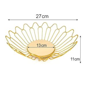 Corbeille à fruits moderne en fil doré avec base en bois, bol à fruits en métal pour comptoir de cuisine, table à manger, rangement décoratif - Product Image 6