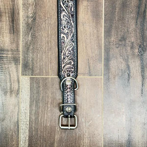 Accessoires durables pour animaux de compagnie Collier pour chien en cuir véritable avec boucle en métal et anneau en D Collier pour animal de compagnie en cuir usiné à la main de luxe écologique - Product Image 4