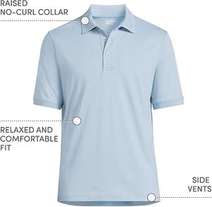Polo de Manga Corta Azul Claro para Hombre, Corte Regular, Algodón Piqué, Estilo Casual con Botones, Color Sólido, Transpirable, Tejido de Punto - Product Image 3