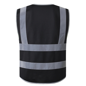 เสื้อกั๊กสะท้อนแสงสีดำพร้อมกระเป๋าหลายช่องและแถบสีเงินสำหรับใส่ทำงาน - Product Image 3