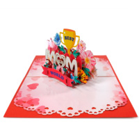 Tarjeta de felicitación 3D con diseño floral para el Día de la Madre, la mejor mamá del mundo, con sobre y nota