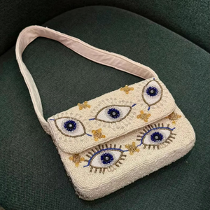 Sac fourre-tout personnalisable en toile brodée de perles, fait main, à faible coût, pour femme, couleurs variées, idéal pour mariage et fête - Product Image 1