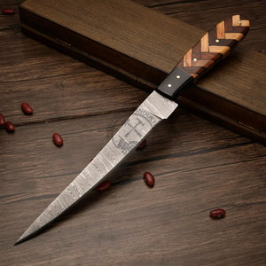 Nouveau couteau à filet en acier Damas avec manche en bois de palissandre, lame de 8 pouces faite à la main, ambidextre, pour la pêche, le camping et la cuisine - Product Image 5