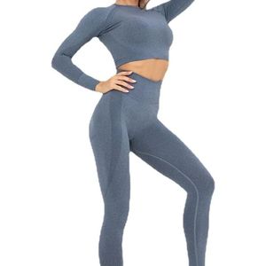 Ensemble de vêtements de sport anti-transpiration, ensemble de sport deux pièces pour la course à pied, ensemble de yoga pour femme à haute élasticité, leggings d'entraînement non transparents - Product Image 5